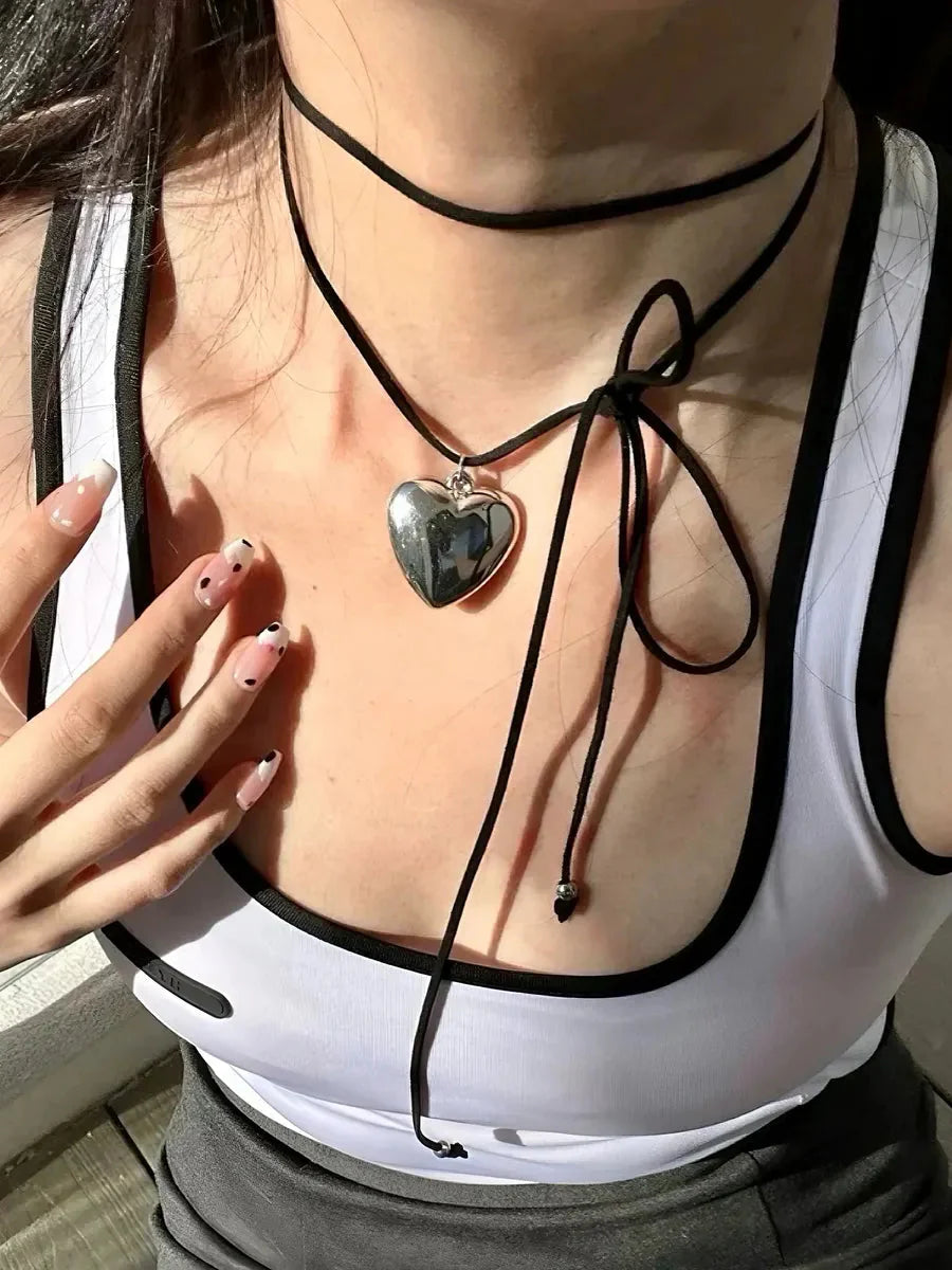 'Pure Love' Y2k Heart Shape Pendant Necklace
