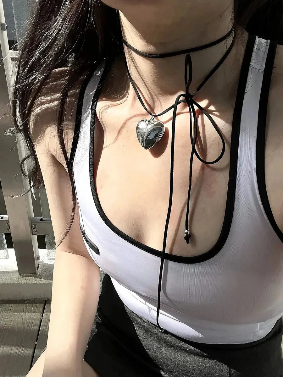 'Pure Love' Y2k Heart Shape Pendant Necklace