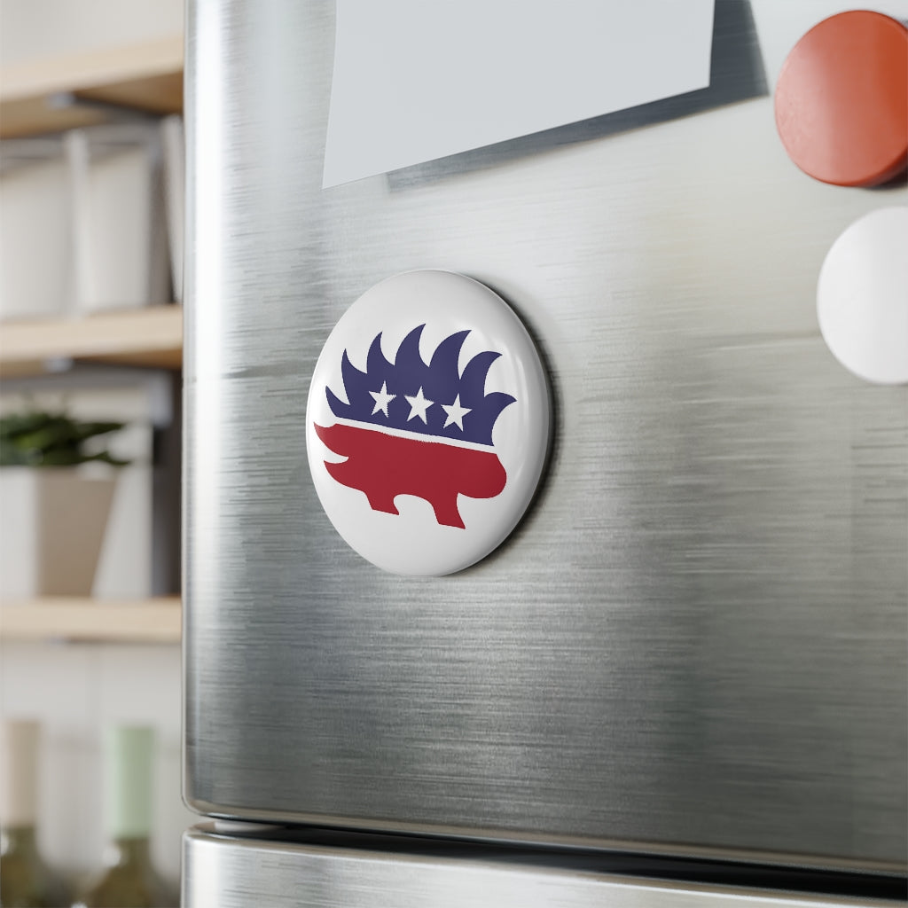 Libertarian Porcupine Button Magnet, Round (1 & 10 pcs)