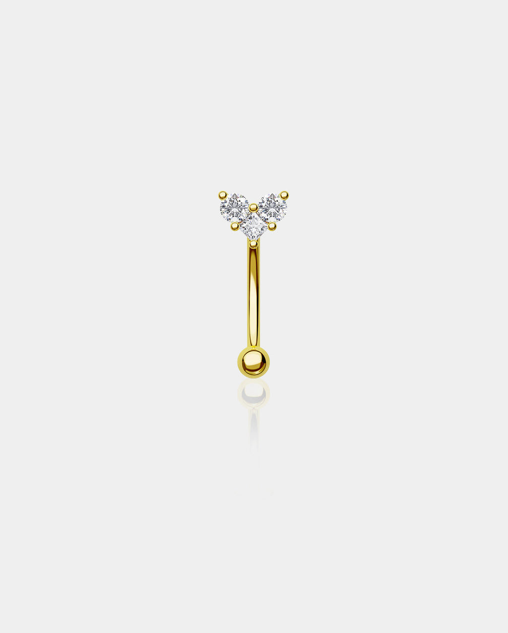14K Gold Heart Shape CZ Rook Earring