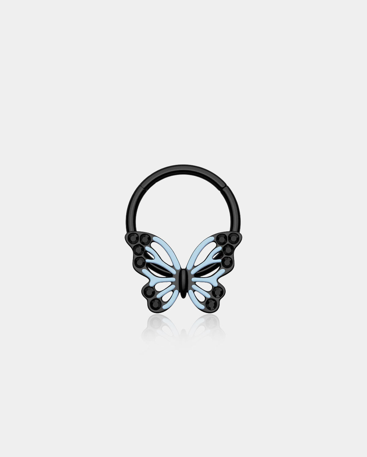 Black Blue Butterfly Segment Septum Ring