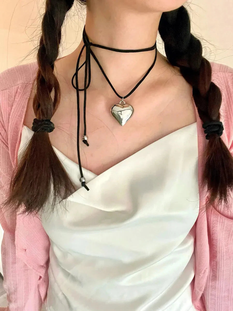'Pure Love' Y2k Heart Shape Pendant Necklace