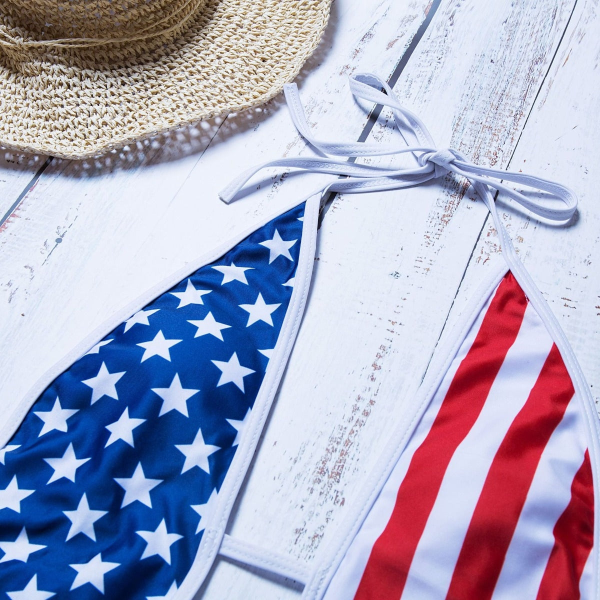 American flag printing padded halter-neck sexy one-piece swimsuit