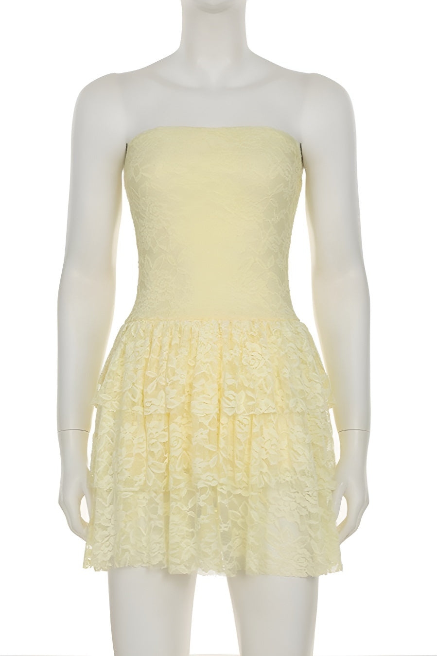 Stylish slight stretch lace tube design mini dress