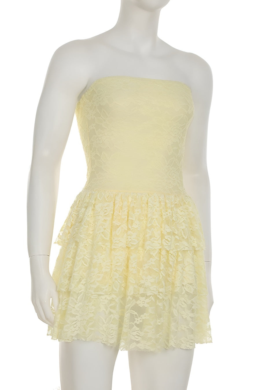 Stylish slight stretch lace tube design mini dress