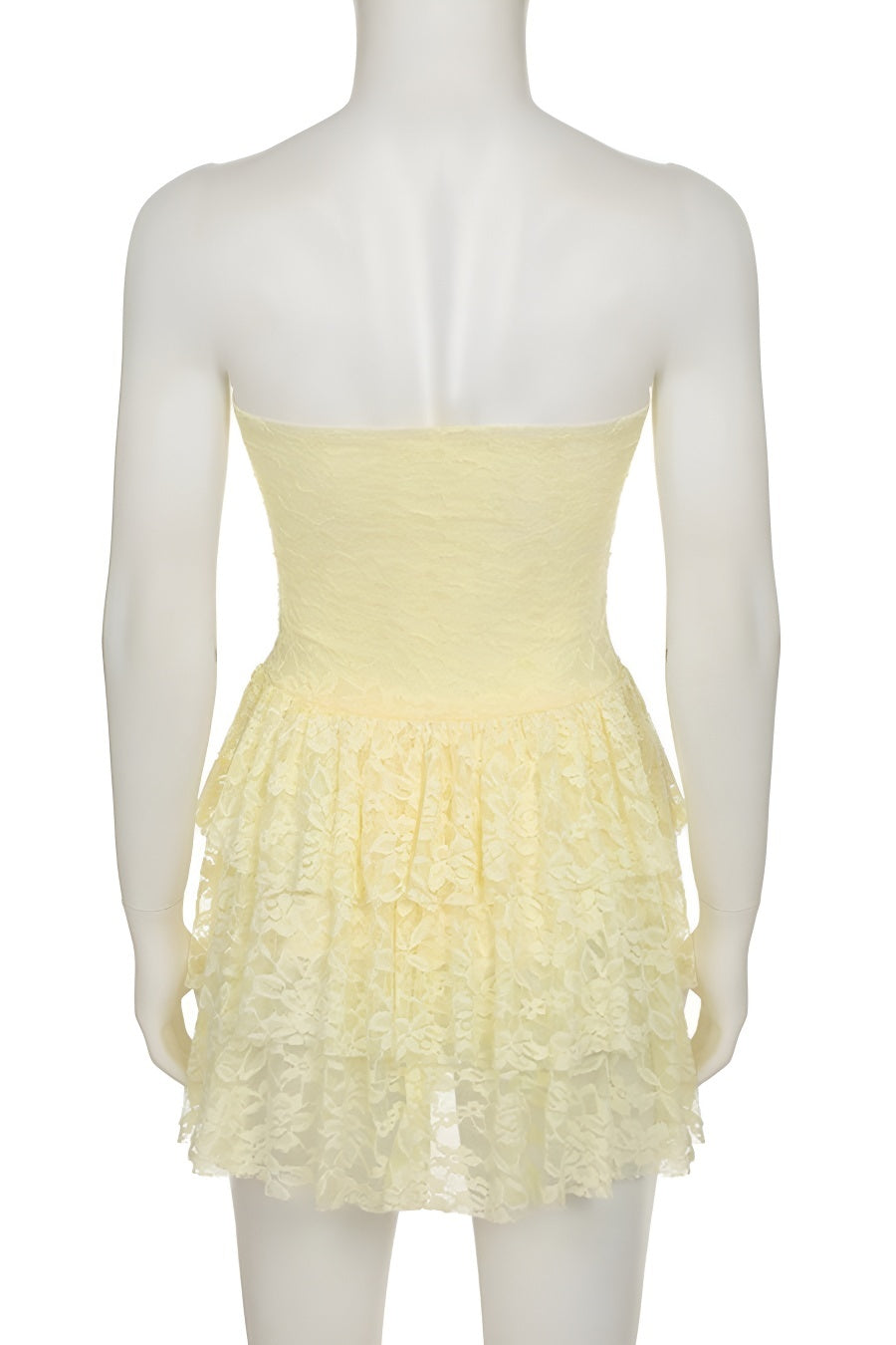 Stylish slight stretch lace tube design mini dress