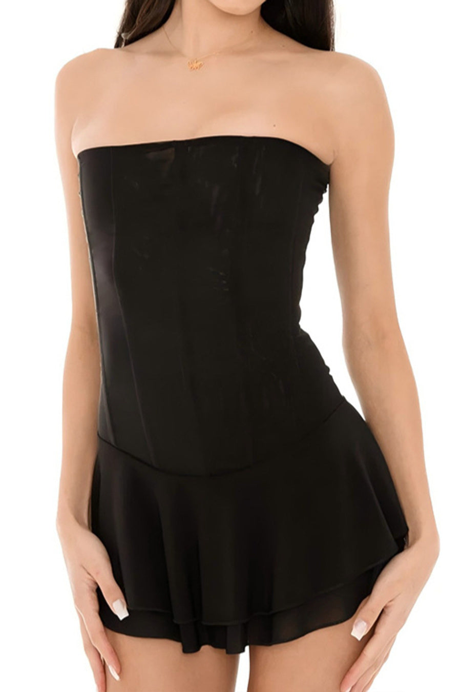 Sexy slight stretch tube design 3 colors solid color mini dress