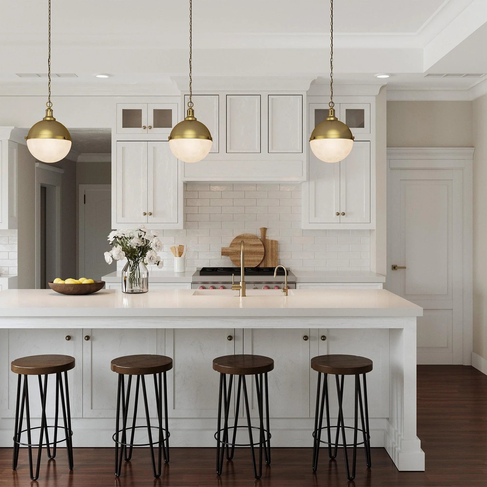 Aaron 12" 2-Light Gold Dimmable Island Pendant Light