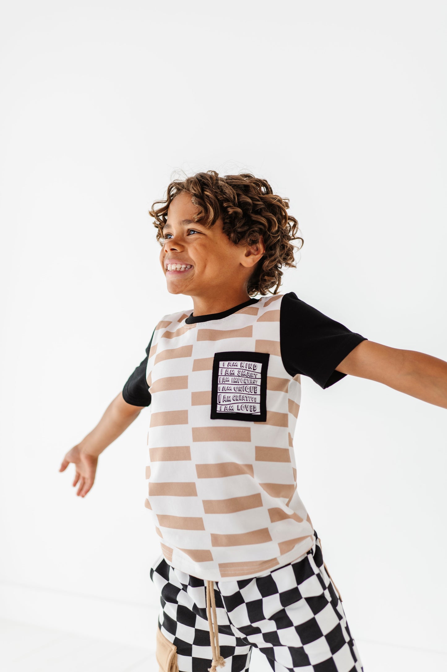 Chunky Tan Check Boys Affirmation Pocket Tee