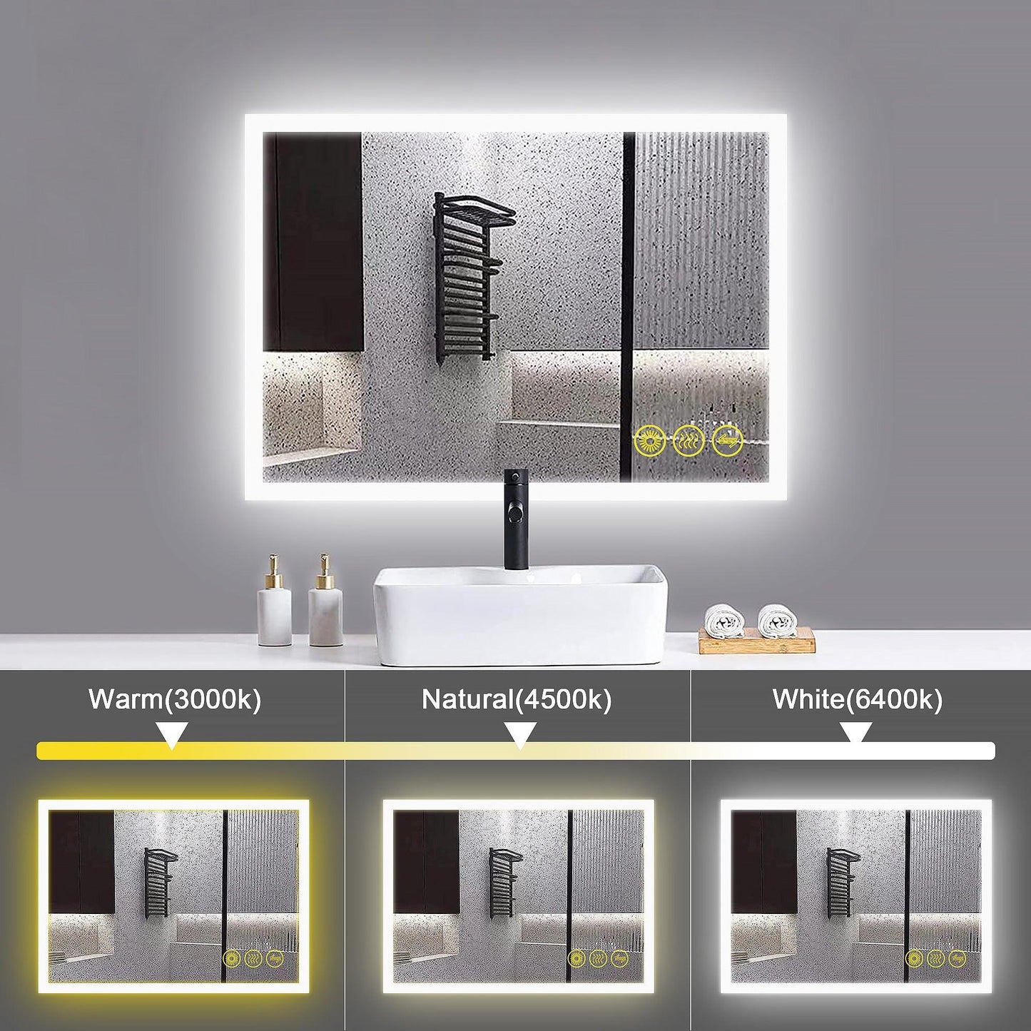 SmartGlow Dimmable LED Frameless Anti-Fog Bathroom Vanity Mirror
