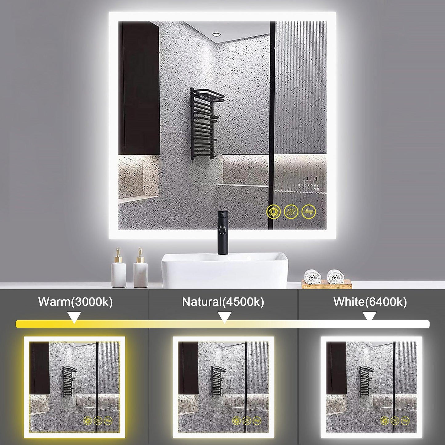 SmartGlow Dimmable LED Frameless Anti-Fog Bathroom Vanity Mirror
