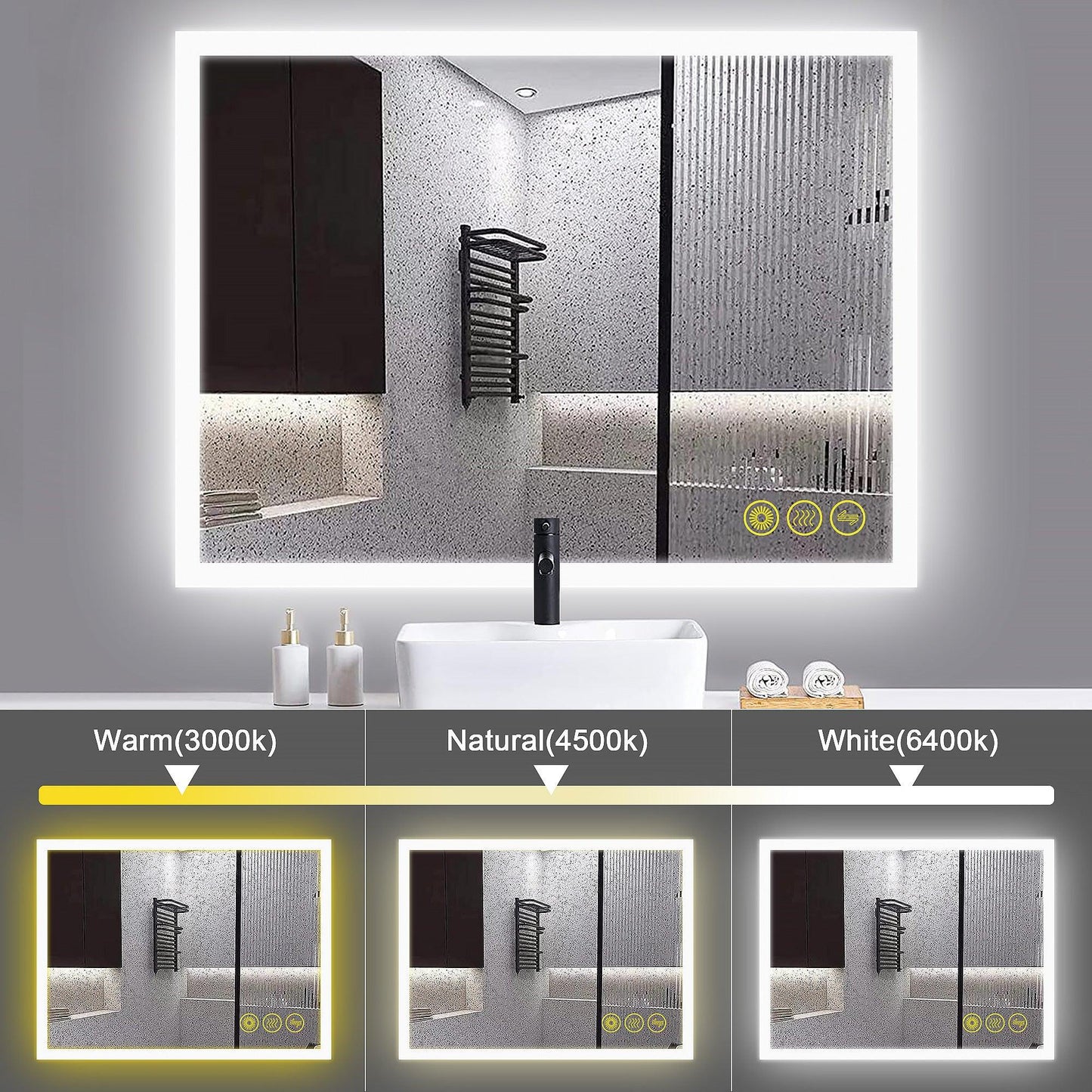 SmartGlow Dimmable LED Frameless Anti-Fog Bathroom Vanity Mirror