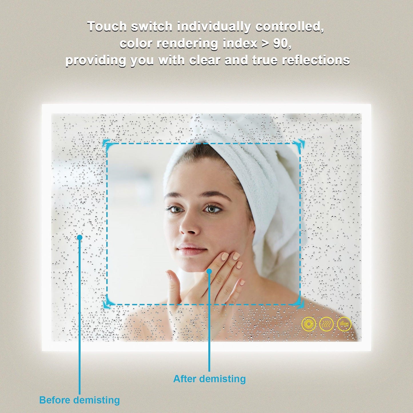 SmartGlow Dimmable LED Frameless Anti-Fog Bathroom Vanity Mirror