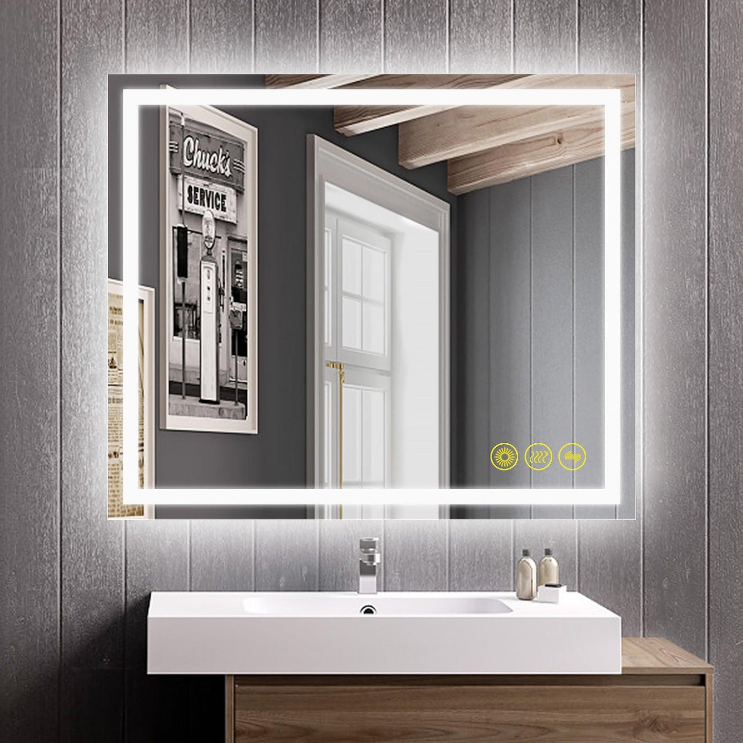 GlareGuard Anti-Fog Bathroom Led Mirror Backlit Illuminated Mirror Touch Switch Dimmable