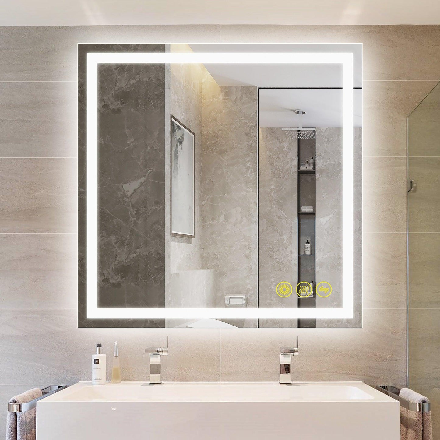 GlareGuard Anti-Fog Bathroom Led Mirror Backlit Illuminated Mirror Touch Switch Dimmable