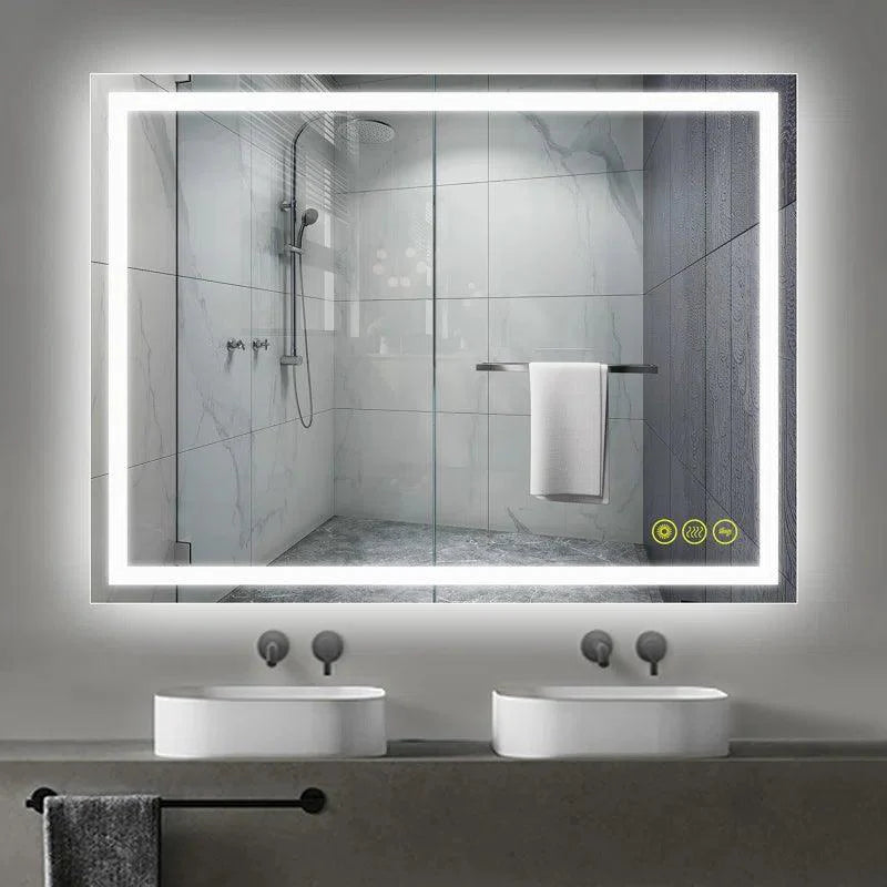 GlareGuard Anti-Fog Bathroom Led Mirror Backlit Illuminated Mirror Touch Switch Dimmable