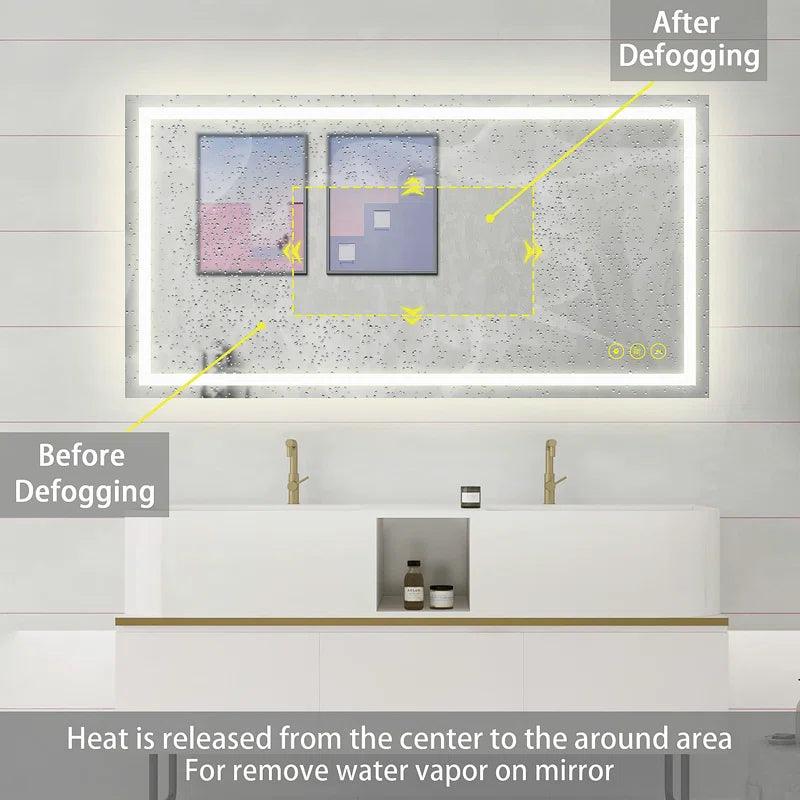 GlareGuard Anti-Fog Bathroom Led Mirror Backlit Illuminated Mirror Touch Switch Dimmable