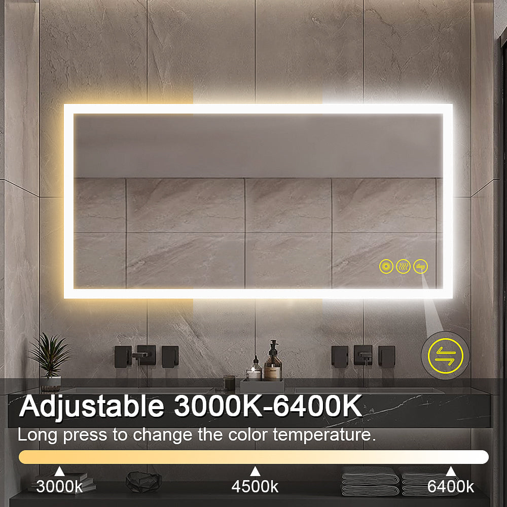 SmartGlow Dimmable LED Frameless Anti-Fog Bathroom Vanity Mirror