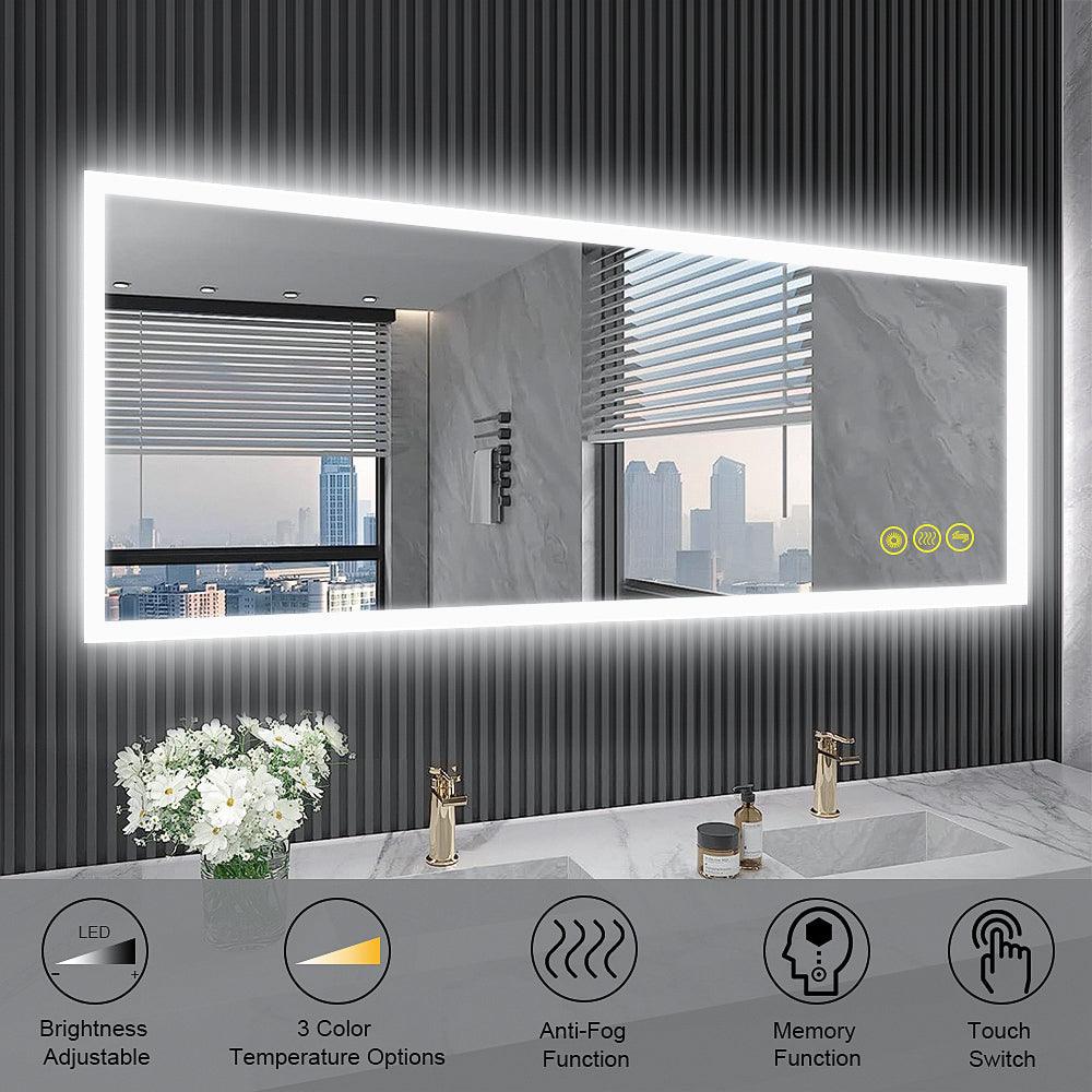 SmartGlow Dimmable LED Frameless Anti-Fog Bathroom Vanity Mirror