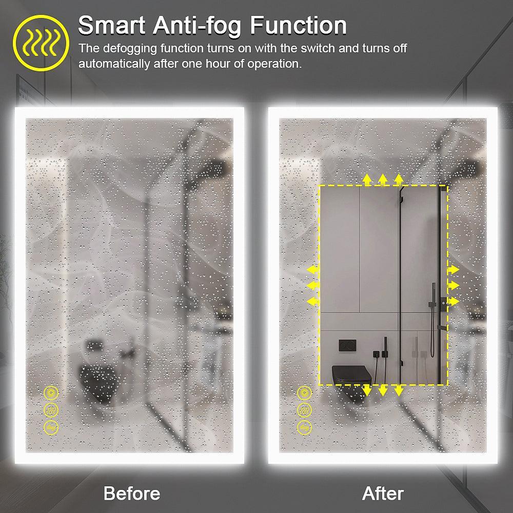 SmartGlow Dimmable LED Frameless Anti-Fog Bathroom Vanity Mirror