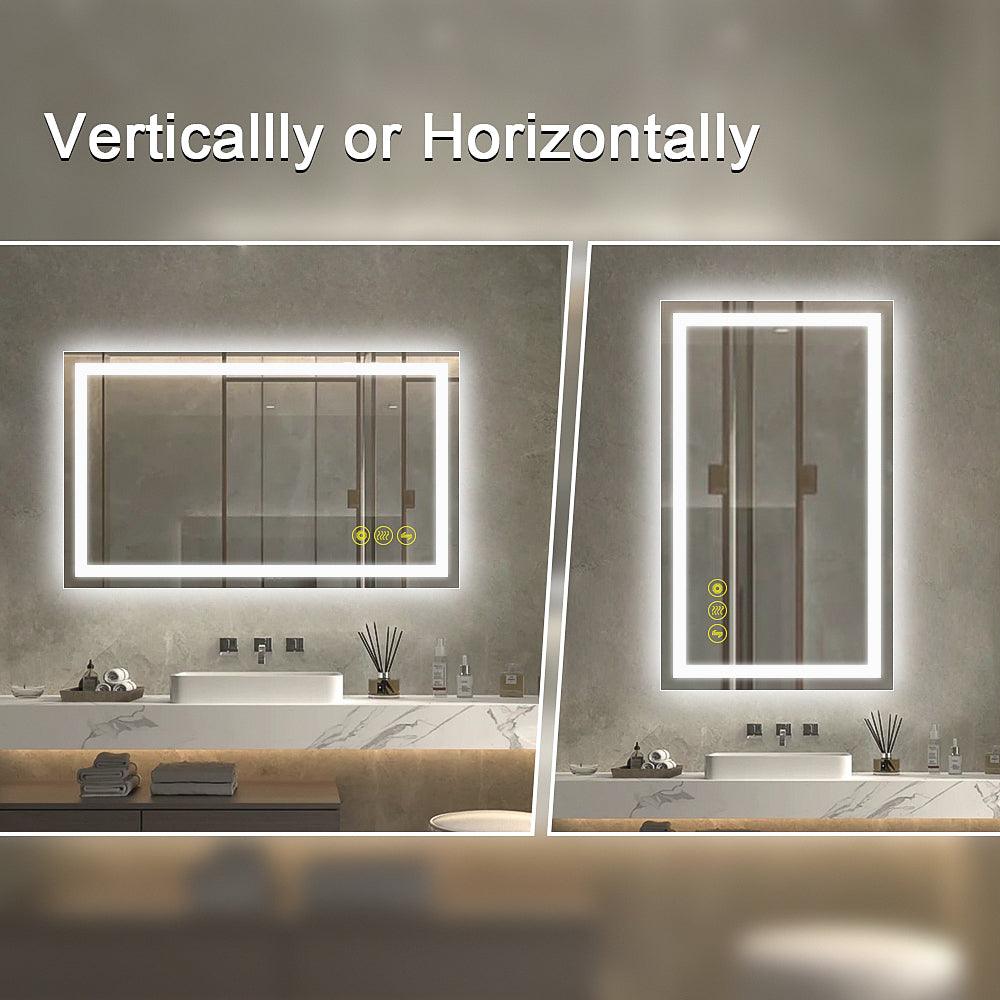 GlareGuard Rectangular Anti-Fog Dimmable Backlit LED Bathroom Vanity Mirror
