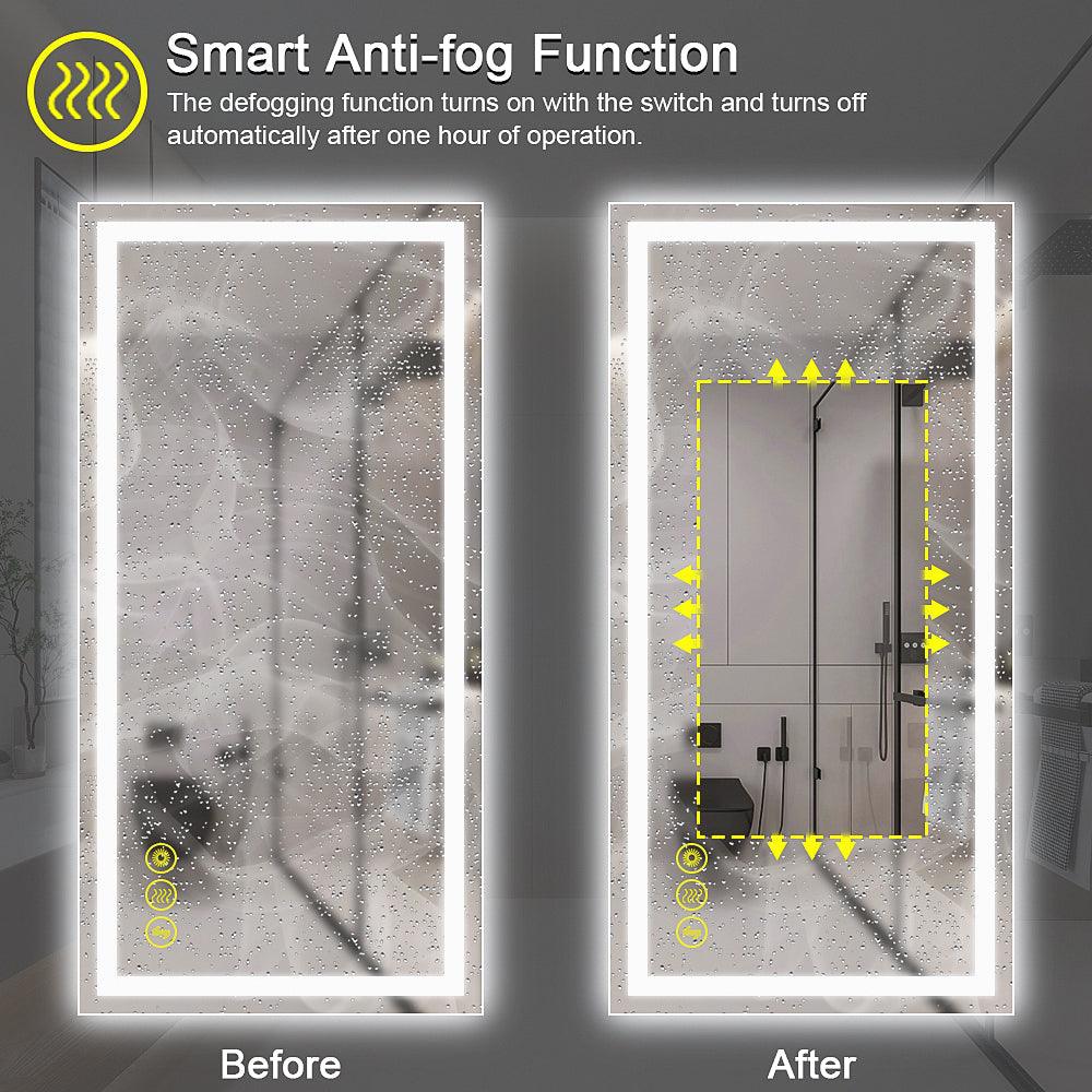 GlareGuard Rectangular Anti-Fog Dimmable Backlit LED Bathroom Vanity Mirror