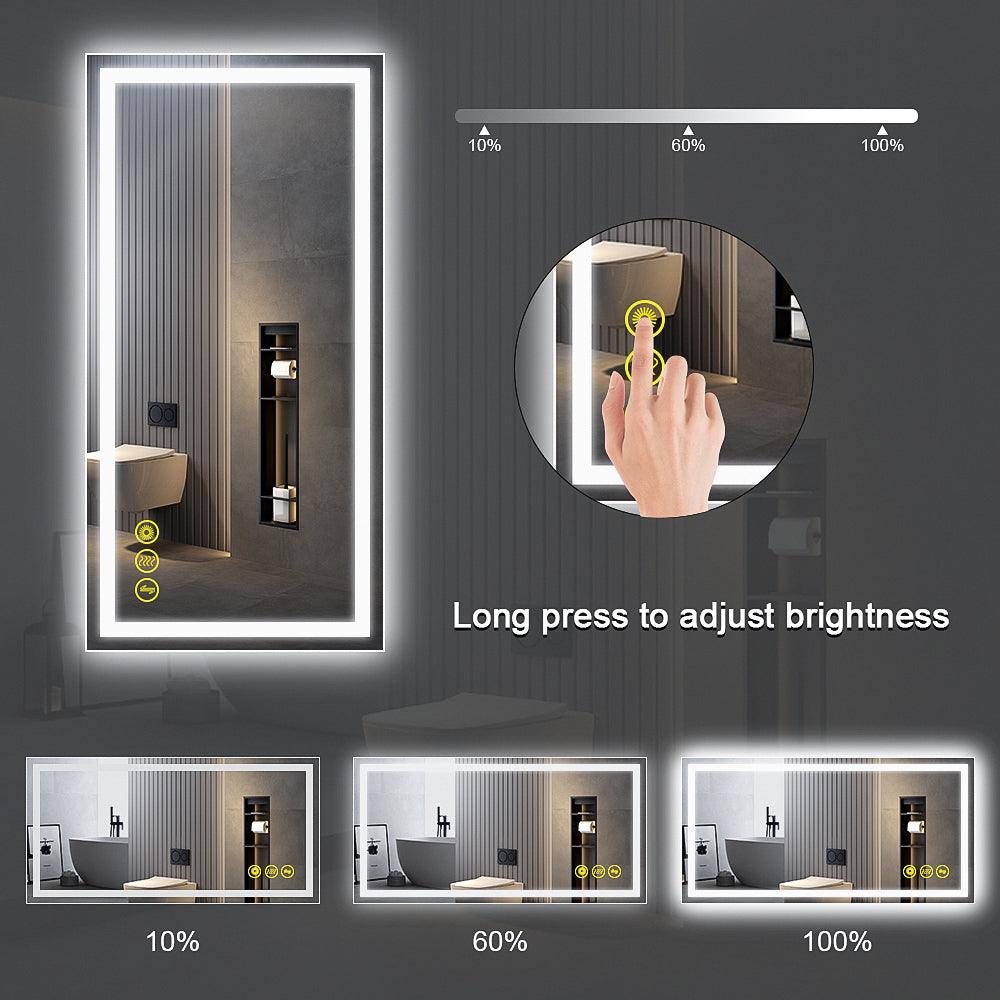 GlareGuard Rectangular Anti-Fog Dimmable Backlit LED Bathroom Vanity Mirror
