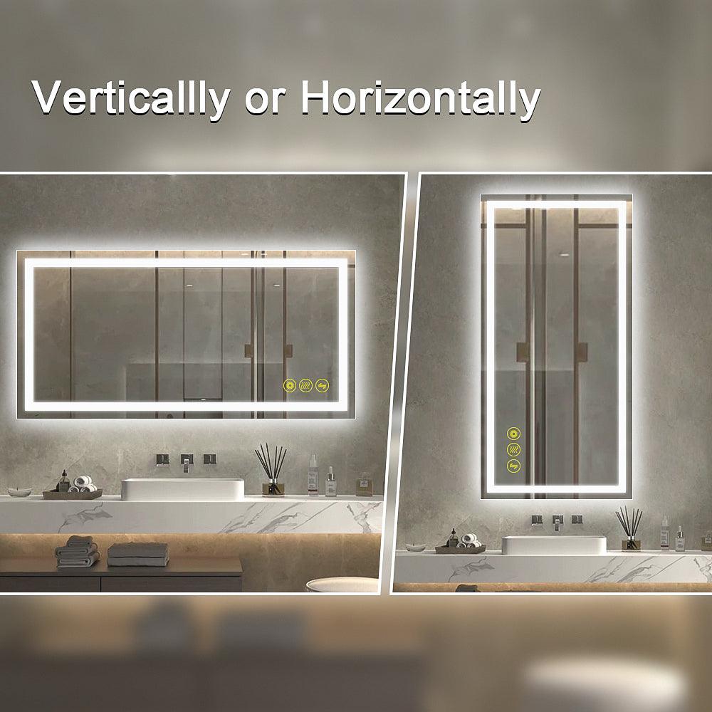 GlareGuard Rectangular Anti-Fog Dimmable Backlit LED Bathroom Vanity Mirror