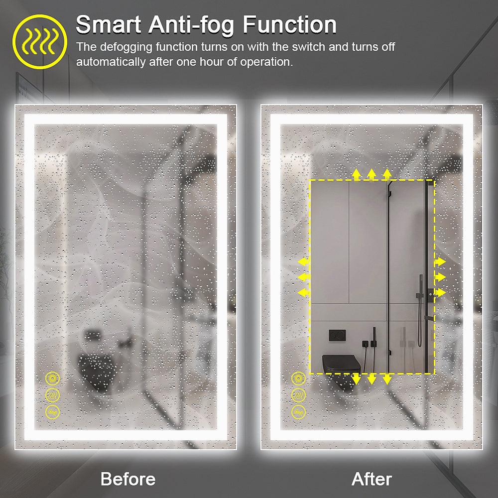 GlareGuard Rectangular Anti-Fog Dimmable Backlit LED Bathroom Vanity Mirror