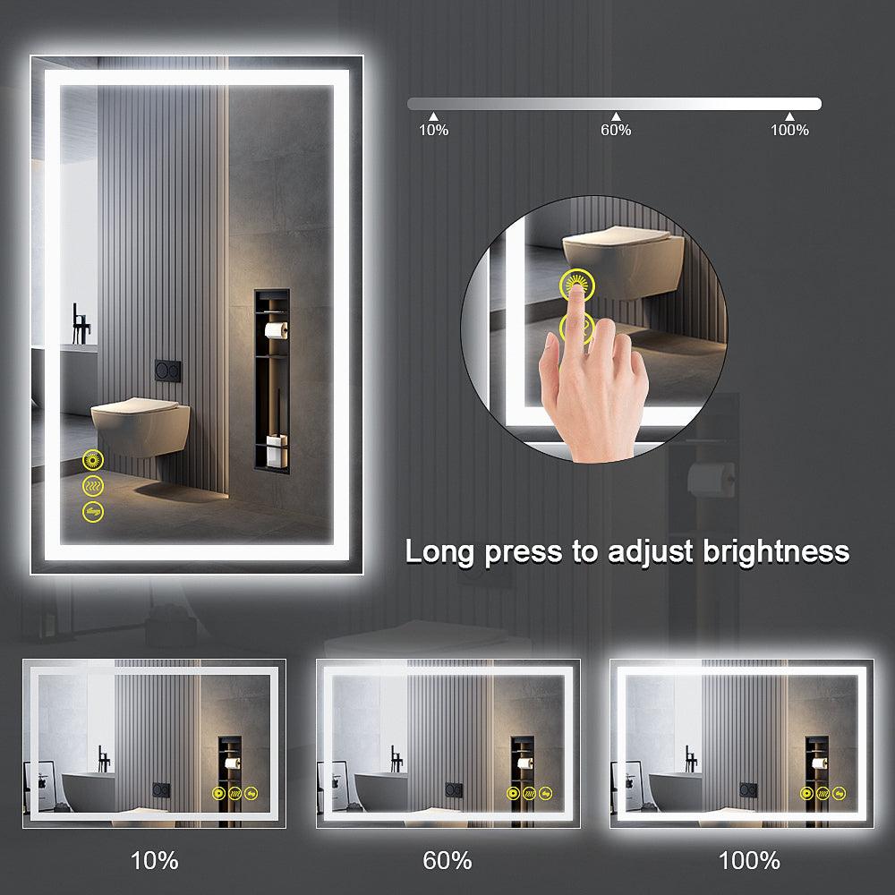 GlareGuard Rectangular Anti-Fog Dimmable Backlit LED Bathroom Vanity Mirror