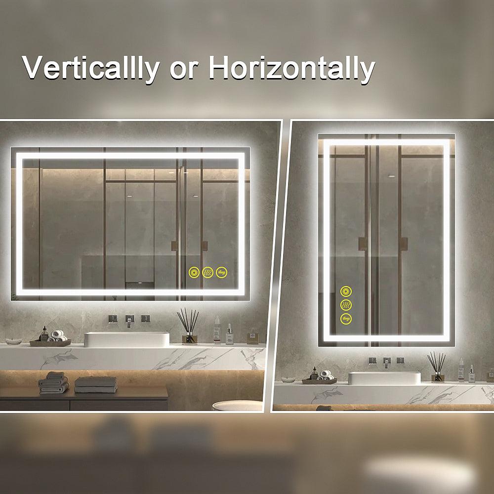 GlareGuard Rectangular Anti-Fog Dimmable Backlit LED Bathroom Vanity Mirror