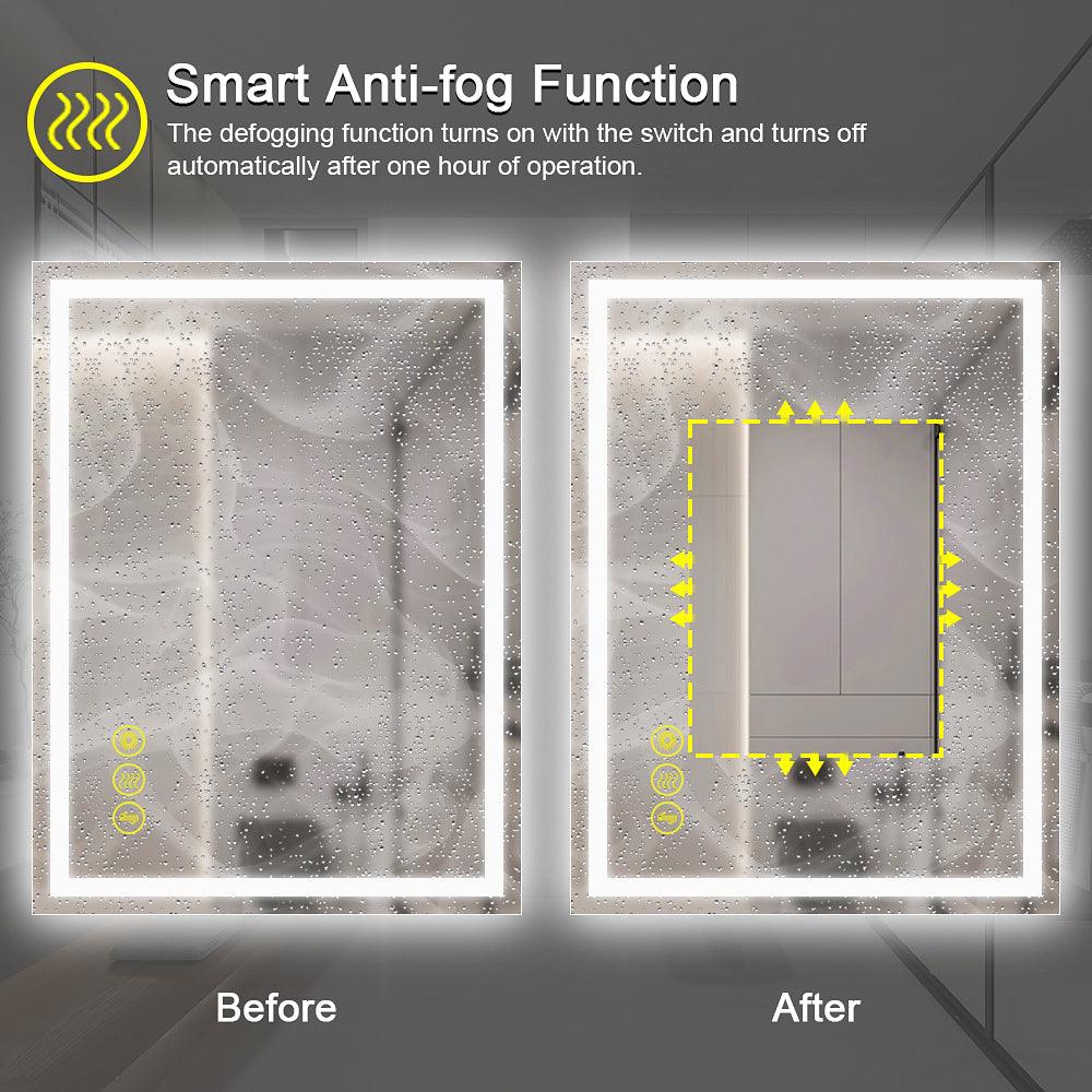 GlareGuard Rectangular Anti-Fog Dimmable Backlit LED Bathroom Vanity Mirror