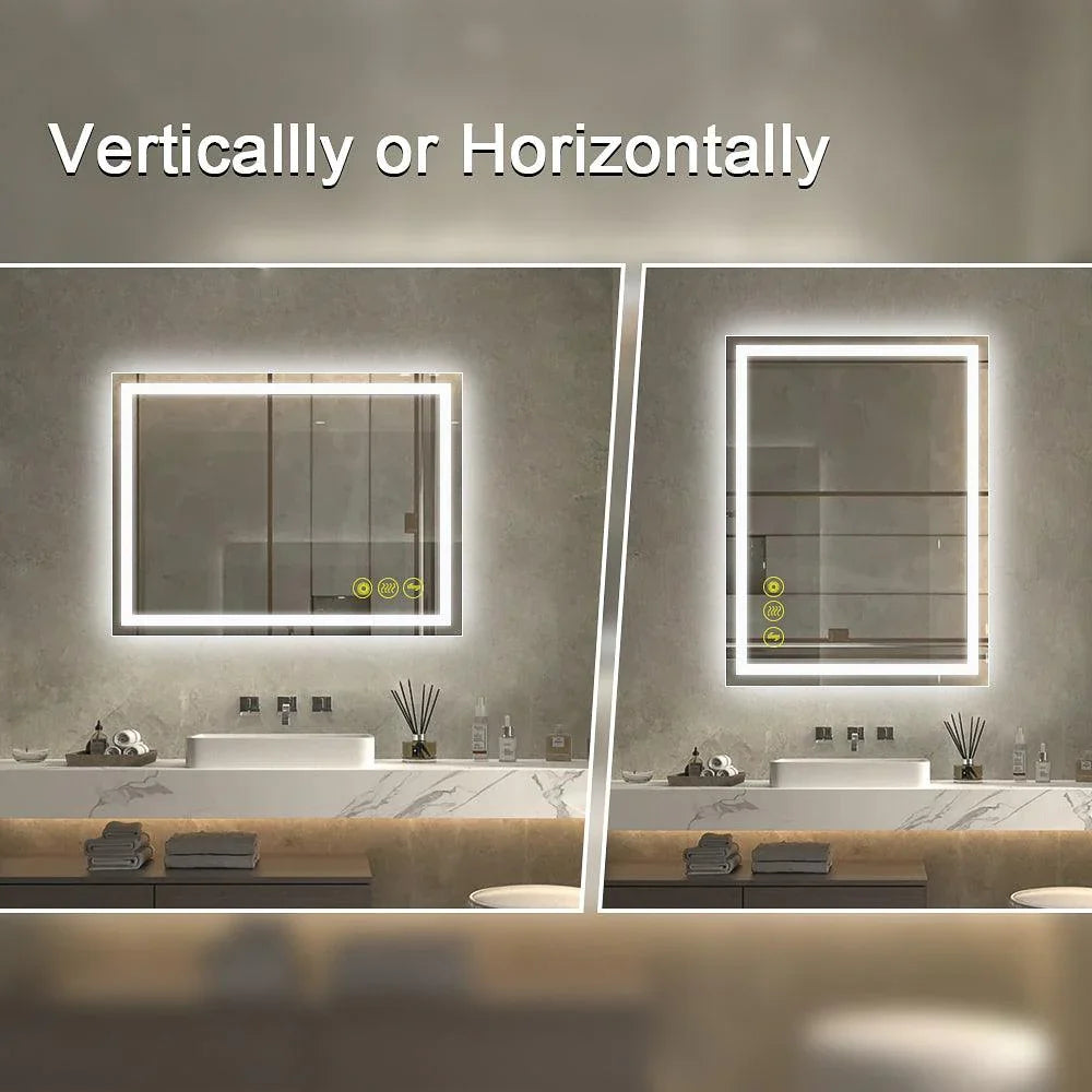 GlareGuard Rectangular Anti-Fog Dimmable Backlit LED Bathroom Vanity Mirror