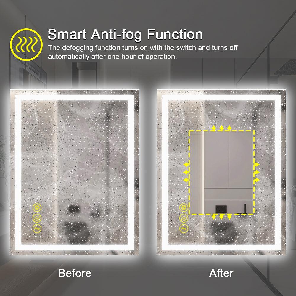 GlareGuard Rectangular Anti-Fog Dimmable Backlit LED Bathroom Vanity Mirror