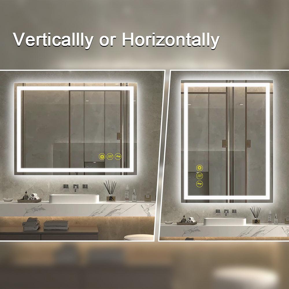 GlareGuard Rectangular Anti-Fog Dimmable Backlit LED Bathroom Vanity Mirror