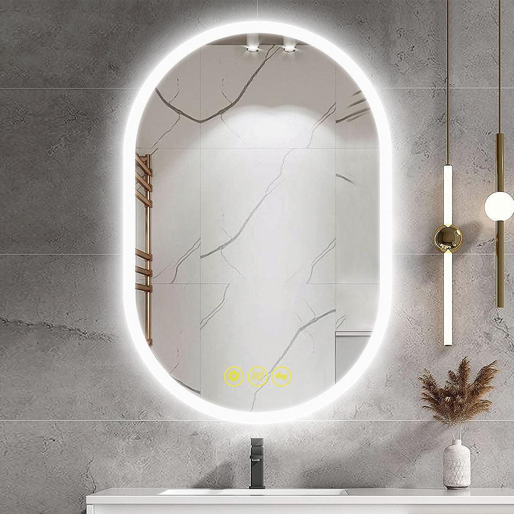 BrightView Oval Frameless LED Anti-Fog Dimmable Bathroom Vanity Mirror
