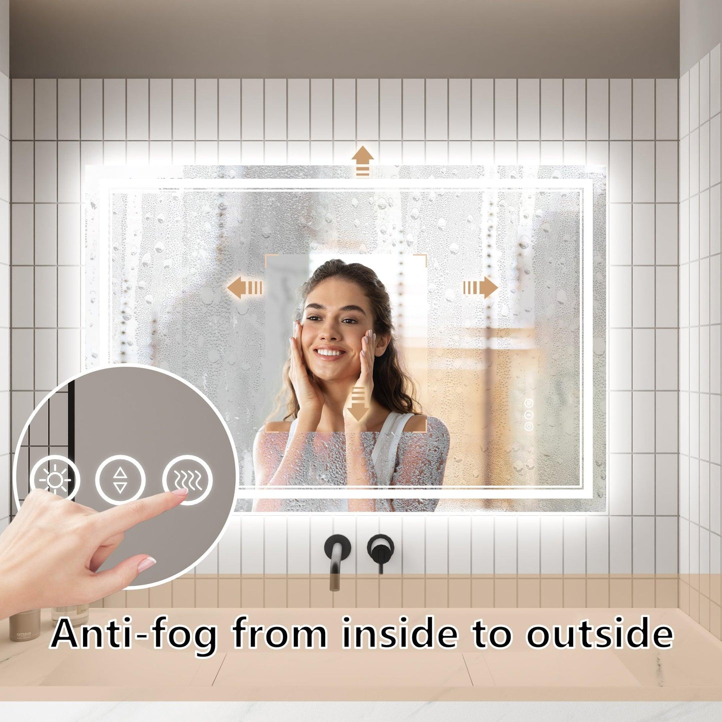 GlareGuard Anti-Fog Bathroom Dimmable Led Mirror Backlit Illuminated Mirror Touch Switch
