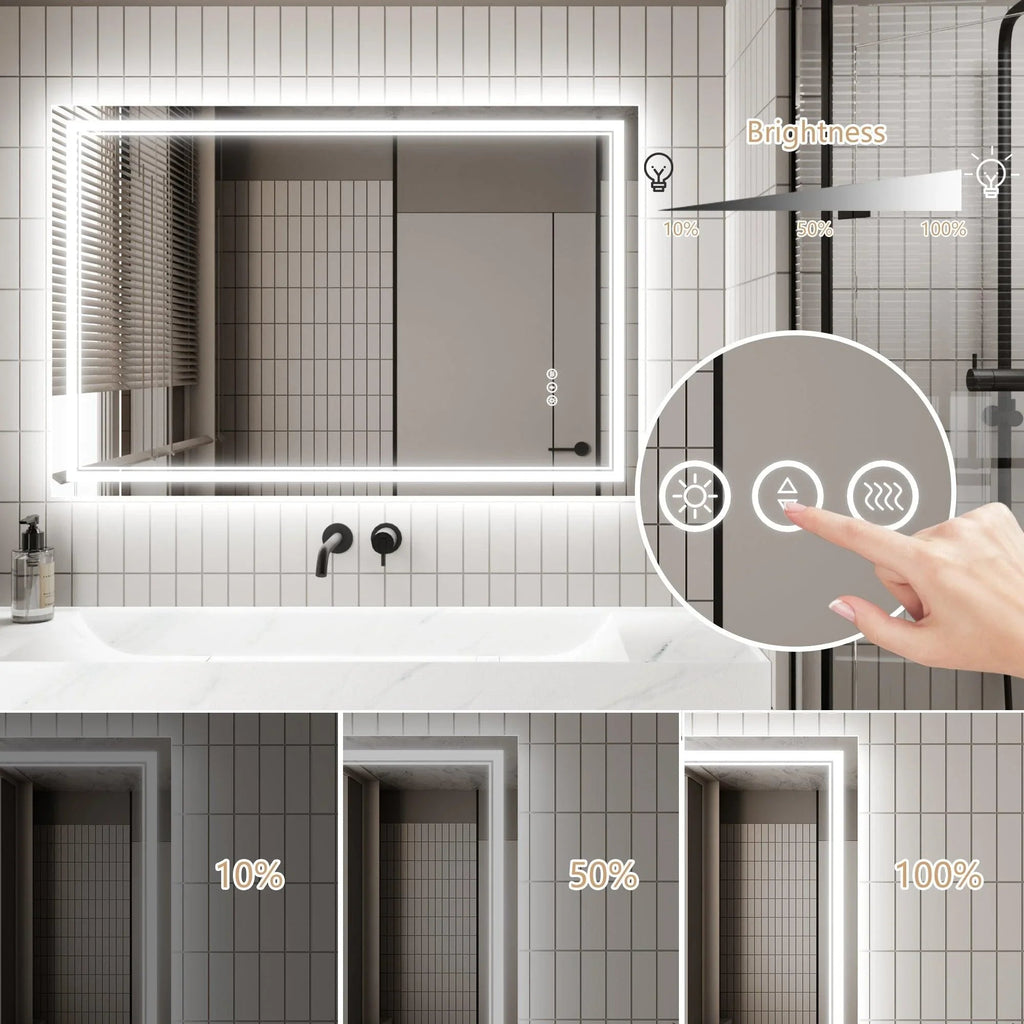 GlareGuard Anti-Fog Bathroom Dimmable Led Mirror Backlit Illuminated Mirror Touch Switch