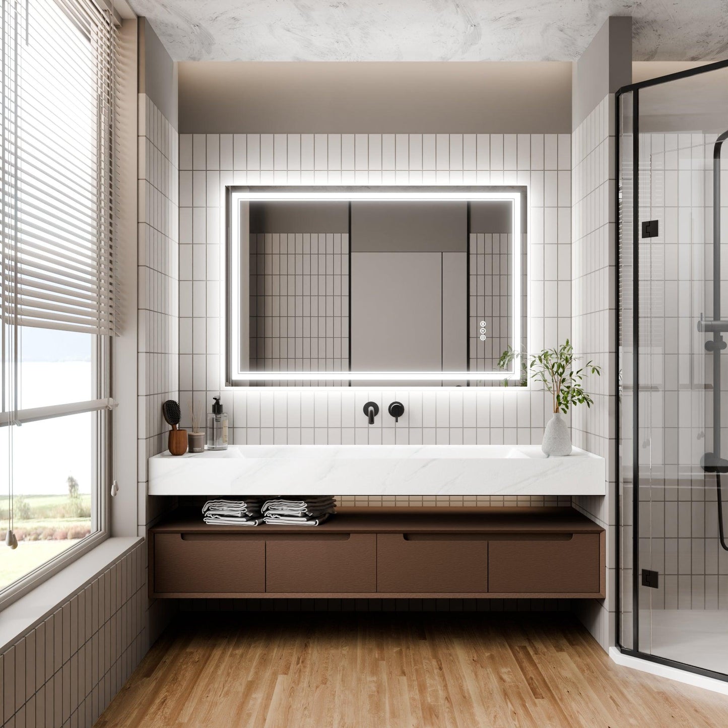 GlareGuard Anti-Fog Bathroom Dimmable Led Mirror Backlit Illuminated Mirror Touch Switch