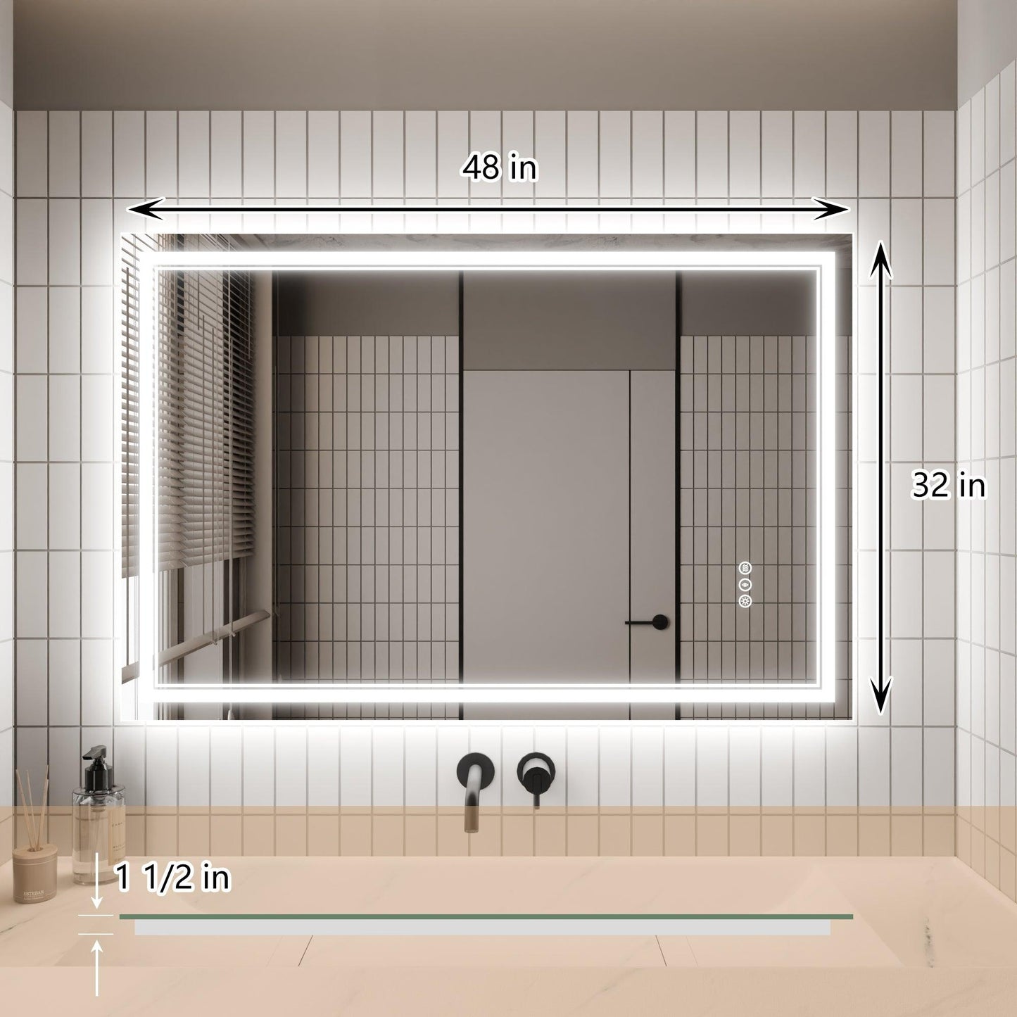 GlareGuard Anti-Fog Bathroom Dimmable Led Mirror Backlit Illuminated Mirror Touch Switch