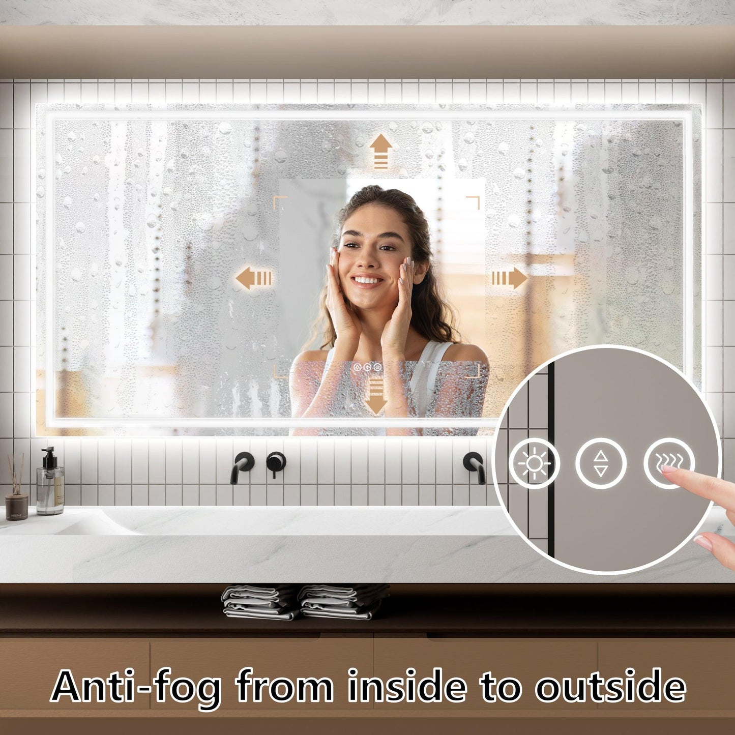 GlareGuard Anti-Fog Bathroom Dimmable Led Mirror Backlit Illuminated Mirror Touch Switch