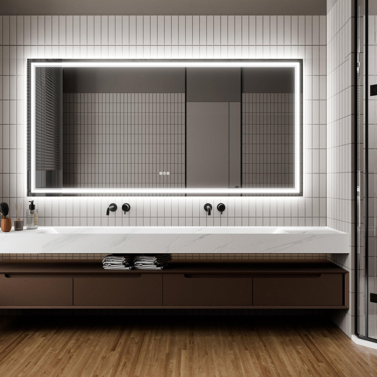 GlareGuard Anti-Fog Bathroom Dimmable Led Mirror Backlit Illuminated Mirror Touch Switch