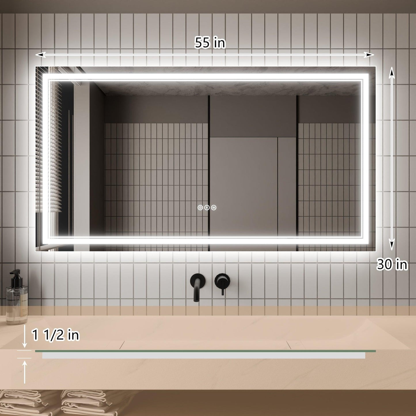 GlareGuard Anti-Fog Bathroom Dimmable Led Mirror Backlit Illuminated Mirror Touch Switch
