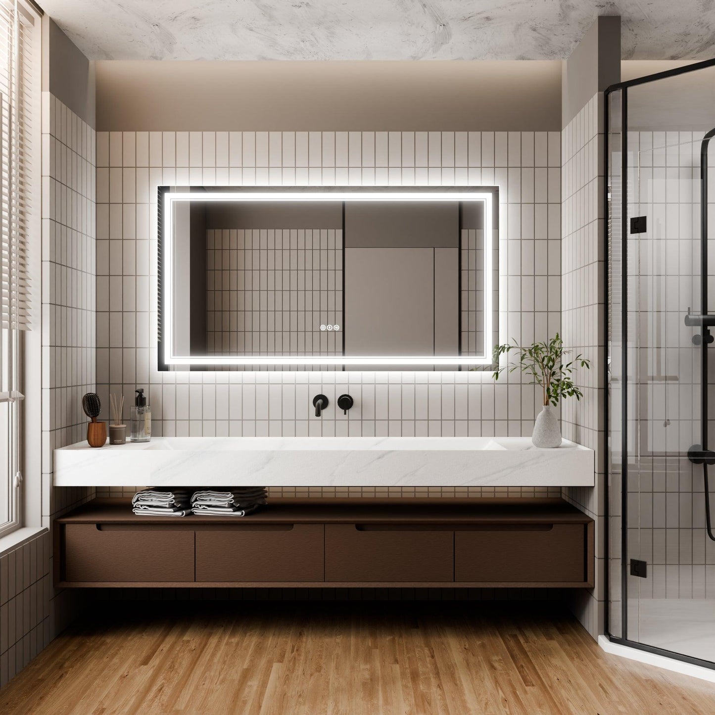 GlareGuard Anti-Fog Bathroom Dimmable Led Mirror Backlit Illuminated Mirror Touch Switch