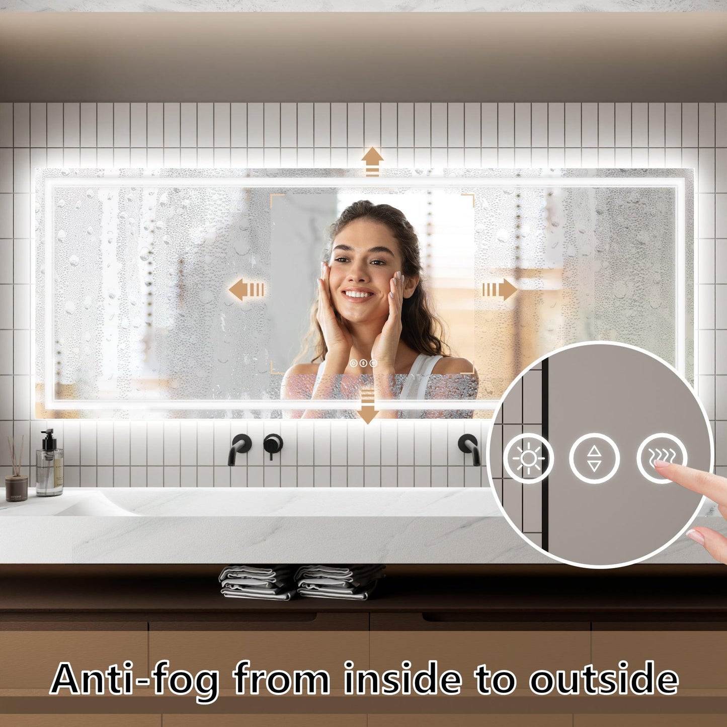GlareGuard Anti-Fog Bathroom Dimmable Led Mirror Backlit Illuminated Mirror Touch Switch