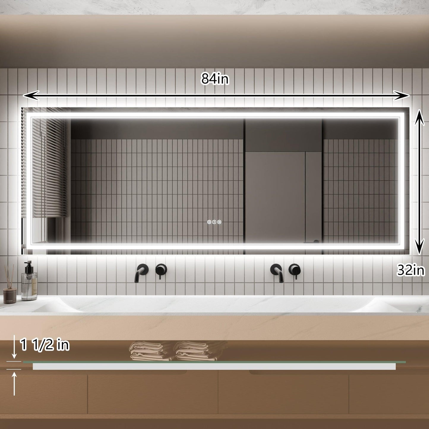 GlareGuard Anti-Fog Bathroom Dimmable Led Mirror Backlit Illuminated Mirror Touch Switch