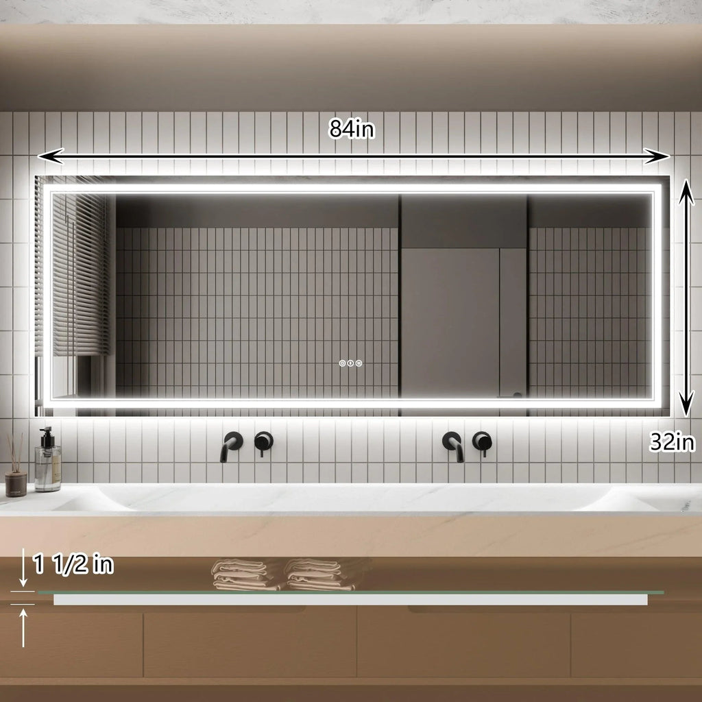 GlareGuard Anti-Fog Bathroom Dimmable Led Mirror Backlit Illuminated Mirror Touch Switch
