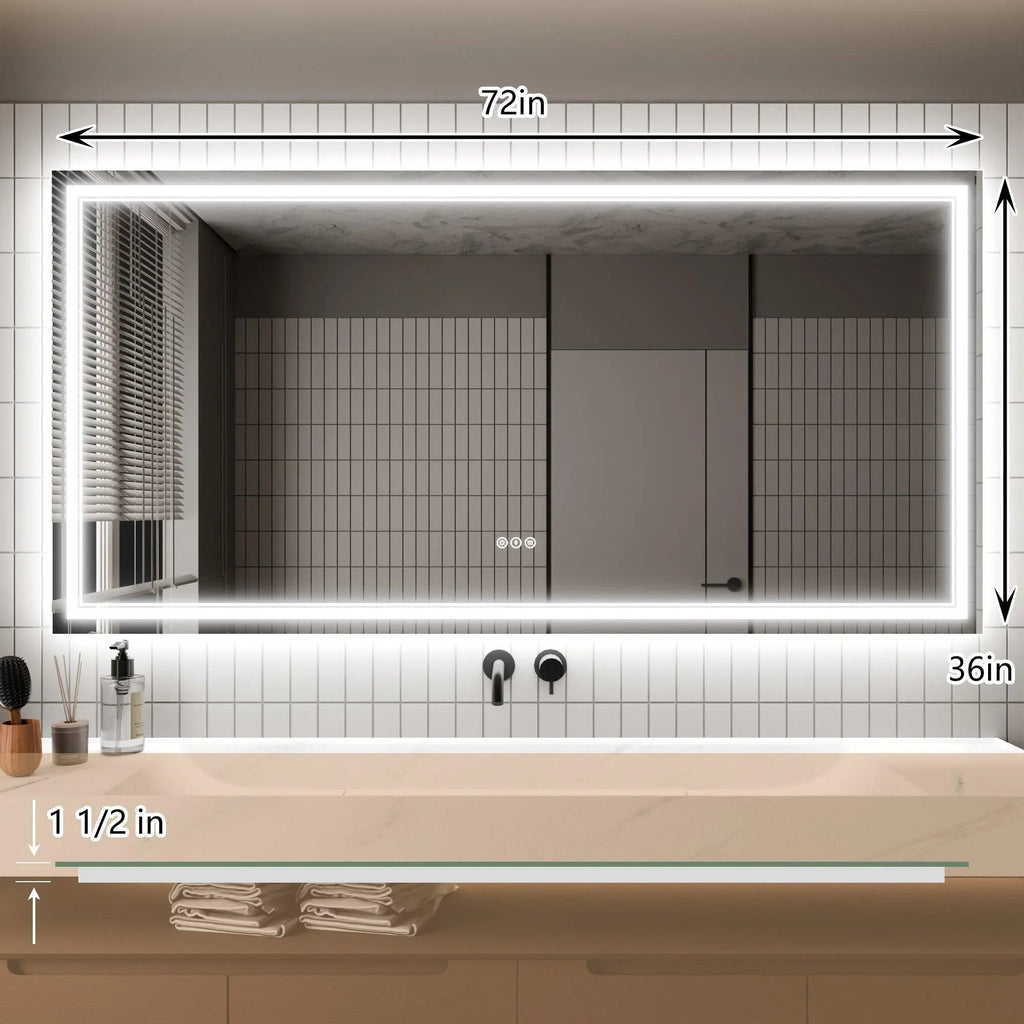 GlareGuard Anti-Fog Bathroom Dimmable Led Mirror Backlit Illuminated Mirror Touch Switch