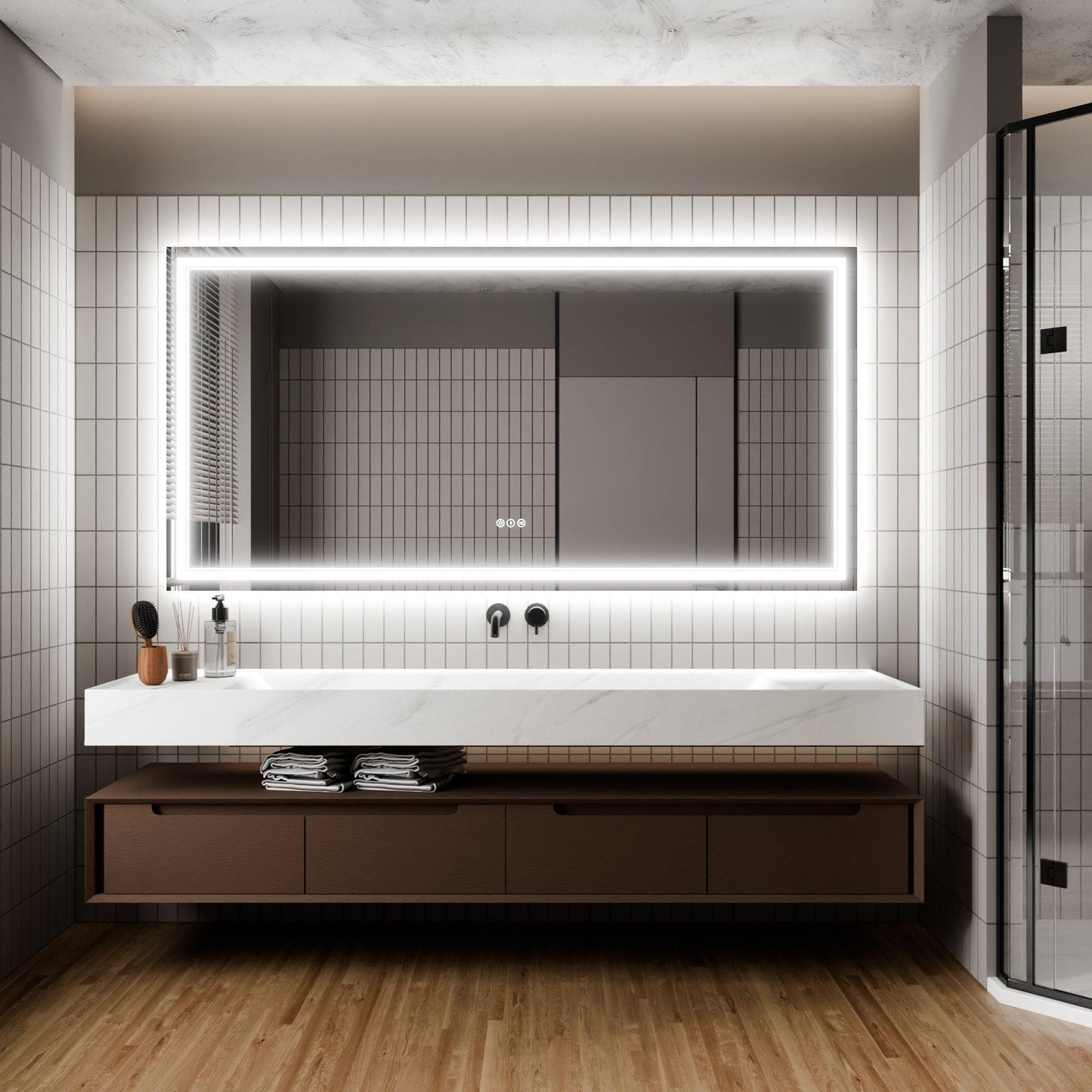 GlareGuard Anti-Fog Bathroom Dimmable Led Mirror Backlit Illuminated Mirror Touch Switch