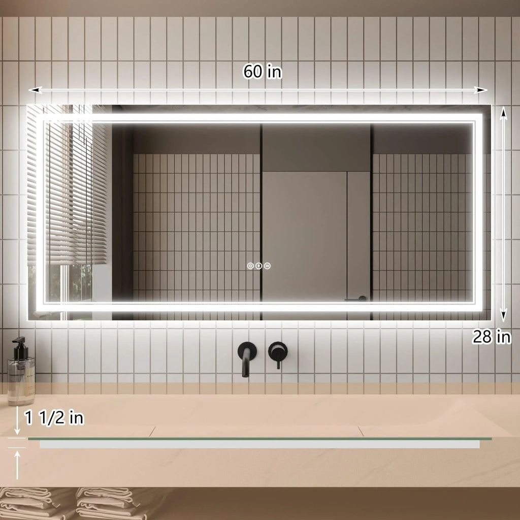 GlareGuard Anti-Fog Bathroom Dimmable Led Mirror Backlit Illuminated Mirror Touch Switch